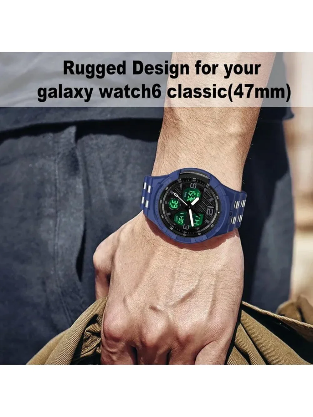 Men's Blue Analog Quartz Compatible Samsung Galaxy Classic LED Digital Watch